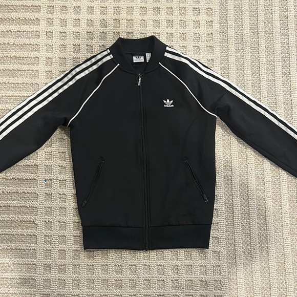 Adidas Black and White Track Jacket with Stripes - Picture 1 of 2